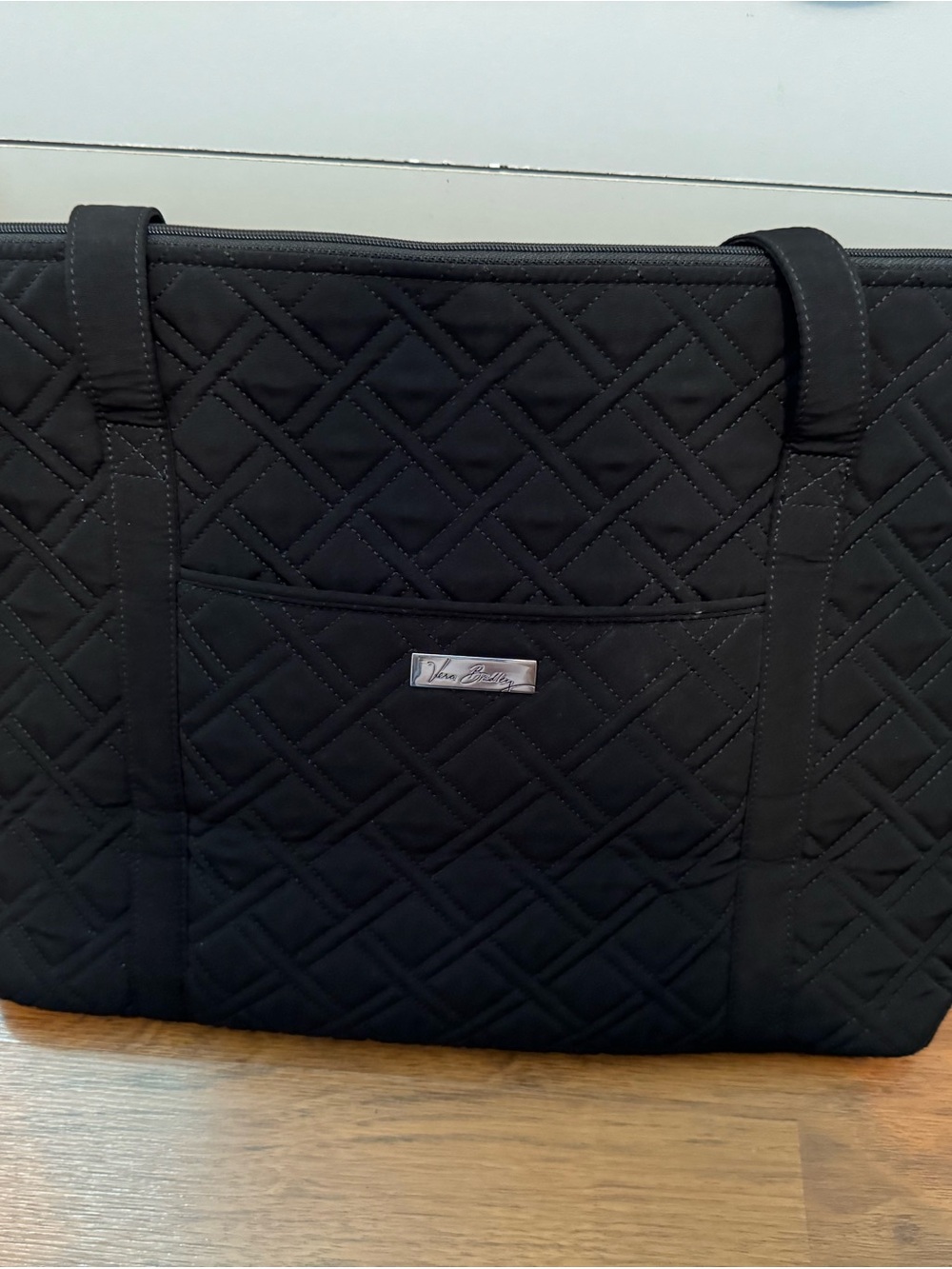 Vera Bradley Black Quilted Tote with Front Pocket